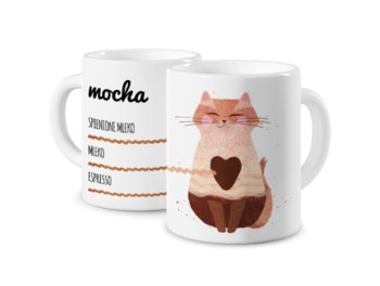 Kubek ceramiczny z grafiką Kocia Mocha Kawa 330 ml na prezent - Uwolnij Kolory