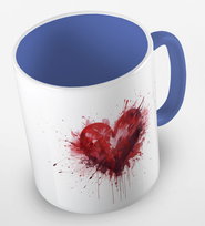 Kubek ceramiczny z grafiką na walentynki, red watercolor heart, Fotobloki&Decor, niebieski