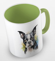 Kubek ceramiczny z grafiką psa rasy boston terrier, różne kolory, 330 ml, Fotobloki&Decor