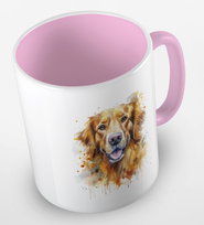 Kubek ceramiczny z grafiką psa rasy golden retriever 2, różne kolory, pojemność 330 ml