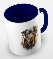 Kubek ceramiczny z grafiką psa rasy rottweiler, różne kolory, pojemność 330 ml
