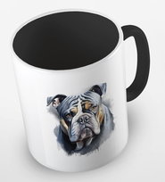 Kubek ceramiczny z nadrukiem buldog amerykański, różne kolory wnętrza, 330 ml, Fotobloki&Decor