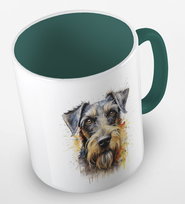 Kubek ceramiczny z nadrukiem sznaucer, różne kolory wnętrza, 330 ml, Fotobloki&Decor