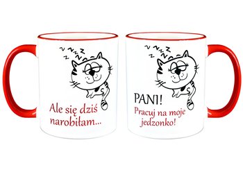 Kubek ceramiczny, z napisami, 320 ml, 321Prezent, biało-czerwony - 321Prezent