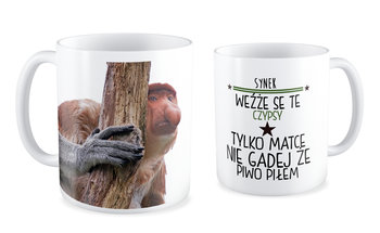 Kubek ceramiczny, z napisami, 330 ml, fajneKUBKI, biały - fajneKUBKI