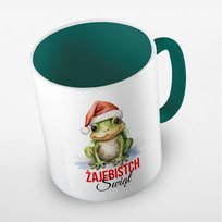 Kubek ceramiczny z zabawną grafiką Żajebistych Świąt, Fotobloki & Decor, Zielony Ciemny