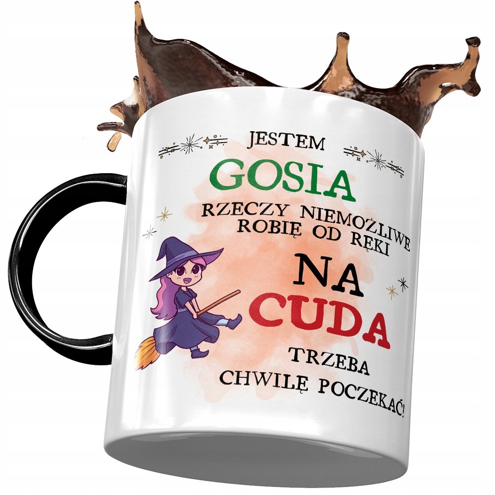 Kubek Czarny Dla Gosi Żony Przyjaciółki na Prezent z Nadrukiem ze Zdjęciem PoliDraw Sklep