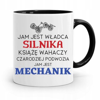 KUBEK CZARNY DLA MECHANIKA JAM JEST WŁADCA SILNIKA z Nadrukiem ze Zdjęciem - PoliDraw