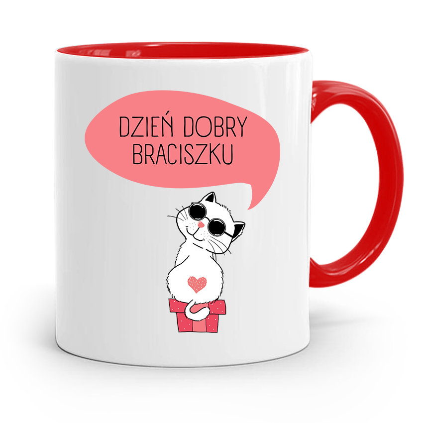 KUBEK CZERWONY DLA BRATA DZIEŃ DOBRY BRACISZKU Z Nadrukiem Ze Zdjęciem ...