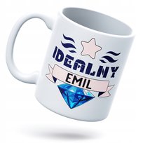 Kubek Dla Emila Na Prezent z Dowolnym Trwałym Nadrukiem Zdjęciem Biały Logo