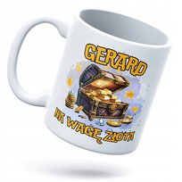 Kubek Dla Gerarda Prezent z Dowolnym Trwałym Nadrukiem Zdjęciem Biały Logo