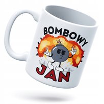 Kubek Dla Jana Prezent z Dowolnym Trwałym Nadrukiem Zdjęciem Biały Logo