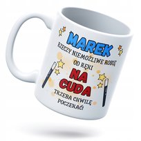 Kubek Dla Marka Prezent z Dowolnym Trwałym Nadrukiem Zdjęciem Biały Logo