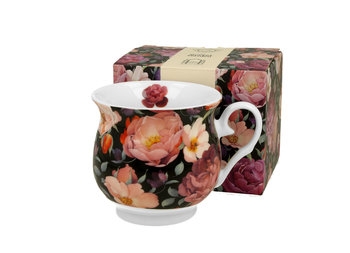 Kubek do kawy i herbaty porcelanowy DUO retro SPRING ROSES BLACK 530 ml   - Duo