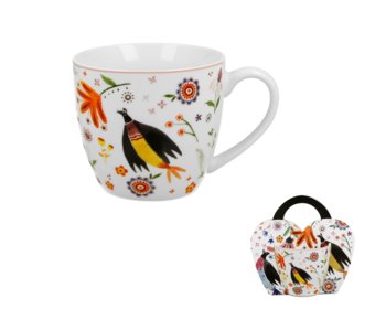 Kubek do kawy i herbaty porcelanowy DUO w koszyczku OLAF 460 ml   - Duo