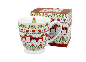 Kubek do kawy i herbaty porcelanowy na stopce DUO WZÓR SKANDYNAWSKI 480 ml  - Duo