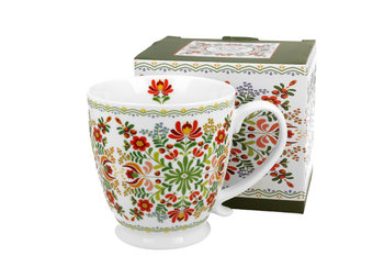 Kubek do kawy i herbaty porcelanowy na stopce DUO WZÓR WĘGIERSKI 480 ml - Duo