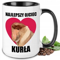 KUBEK DUŻY CZARNY ZABAWNY PREZENT NA DZIEŃ TATY NAJLEPSZY OJCIEC KURŁA