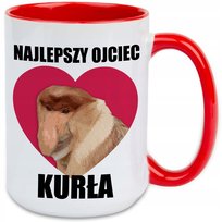 KUBEK DUŻY CZERWONY ZABAWNY PREZENT NA DZIEŃ TATY NAJLEPSZY OJCIEC KURŁA