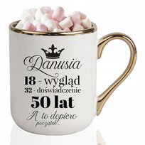 KUBEK ELEGANT Biały Na Prezent Urodziny Imieniny 30 40 50 60 Imię Wzory