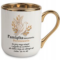 KUBEK ELEGANT BIAŁY PREZENT BIEŻMOWANIE PAMIĄTKA SAKRAMENTU BIERZMOWANIA WZ