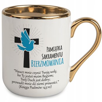 KUBEK ELEGANT BIAŁY PREZENT BIEŻMOWANIE PAMIĄTKA SAKRAMENTU BIERZMOWANIA WZ - StyleCouture