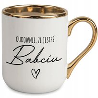 KUBEK ELEGANT BIAŁY PREZENT DZIEŃ BABCI I DZIADKA CUDOWNIE ŻE JESTEŚ BABCIU