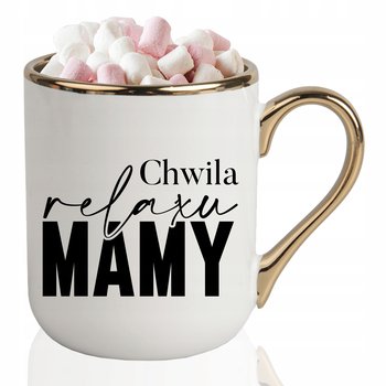 KUBEK ELEGANT Biały Prezent Dzień Matki Dla Mamy CHWILA RELAXU MAMY Wzory - StyleCouture