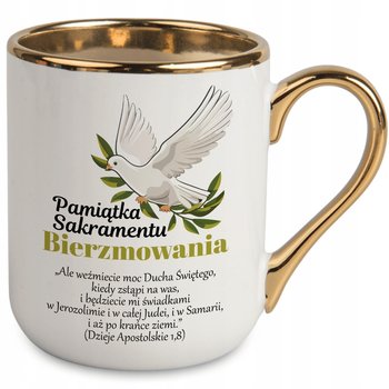KUBEK ELEGANT BIAŁY PREZENT PAMIĄTKA SAKRAMENTU BIERZMOWANIA CYTATY WZORY - StyleCouture