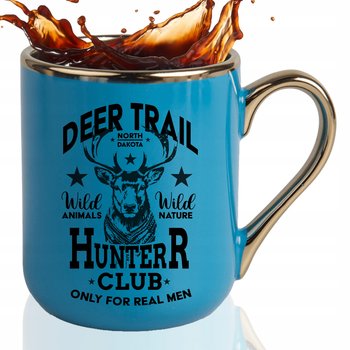 KUBEK ELEGANT Niebieski Na Prezent Dla Myśliwego DEER HUNTER CLUB Wzory - StyleCouture