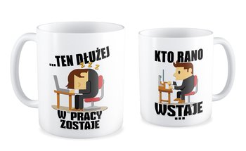 Kubek FAJNEKUBKI Kto rano wstaje, biały, 330 ml - fajneKUBKI