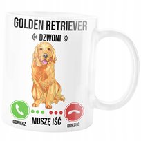 KUBEK GOLDEN RETRIEVER DZWONI MUSZĘ IŚĆ ZABAWNY PREZENT