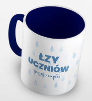 Kubek  grafiką łzy uczniów pani profesor, Dzień Nauczyciela, kolor granatowy, pojemność 330 ml