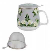 KUBEK JUMBO PORCELANOWY Z METALOWYM ZAPARZACZEM 500 ML SIA