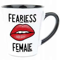 Kubek Latte Czarno Biały FEARLESS FEMALE 350ml Na Prezent Zabawne Wzory