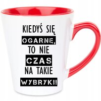 KUBEK LATTE Czerwone Wnętrze Prezent Dla Nastolatka KIEDYŚ SIĘ OGARNĘ Wzór