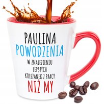 Kubek Latte Mały CZERWONY POWODZENIA W NOWEJ PRACY DO PRACY WIELE WZORÓW
