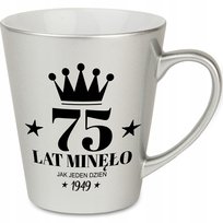 KUBEK LATTE SREBRNY IDEALNY PREZENT NA 75 URODZINY ROCZKNIK 1949 MIX WZORY