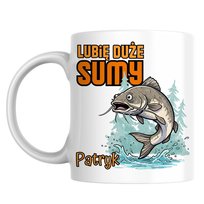 Kubek Lubię duże sumy dla wędkarza na ryby dla taty dla dziadka dla szwagra z dowolnym imieniem