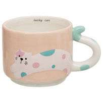 Kubek, Lucky Cat, Kot, Różowy, 300 ml