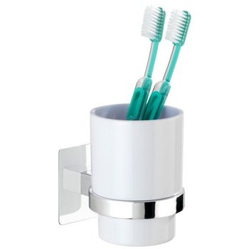 Kubek na szczoteczki do zębów WENKO Quadro, biały, 10x7x9,5 cm - WENKO