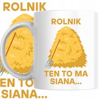 KUBEK NADRUK ROLNIK ŻNIWA WIEŚ POLE SIANO HUMOR PRACA UPOMINEK PREZENT