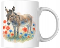 Kubek OSIOŁ wśród maków i chabrów Z OSŁEM prezent WATERCOLOR osiołek