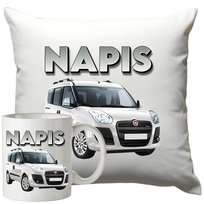 Kubek Poduszka Fiat 330ml 40x40cm z Napisem Zestaw Motoryzacyjny