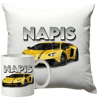 Kubek Poduszka Lamborghini 330ml 40x40cm z Napisem Zestaw Motoryzacyjny