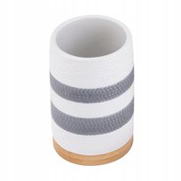 Kubek Pojemnik Łazienkowy Na Szczoteczki Pędzle. Bambus, Biały, Stylowy