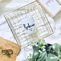 Kubek porcelanowy BABCIA Z IMIENIEM 300 ml, Jedrki biały