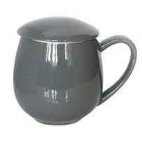 Kubek porcelanowy Błyszcący z zaparzaczem i pokrywką, 350 ml, Cup&You szary Cup&You