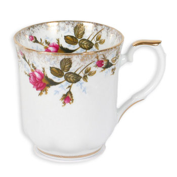 Kubek porcelanowy, kwiaty, Iwona złota róża B013, 300 ml, CHODZIEŻ, biały - Chodzież