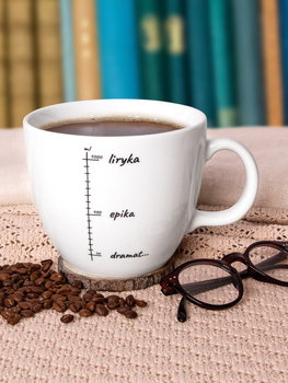 Kubek porcelanowy Liryka, Epika, Dramat... / Kubek Biały Z Uchem / 1000 Ml - Nadwyraz.com